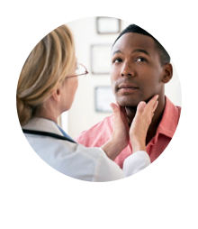 Endocrinologist examining a patient