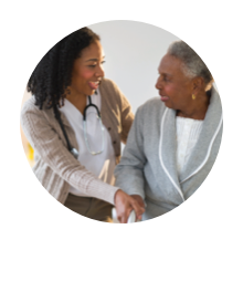 Geriatrics professional working with a patient