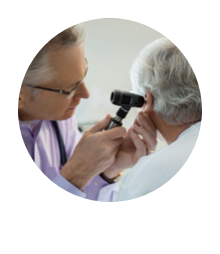 Otolaryngologist examining a patient