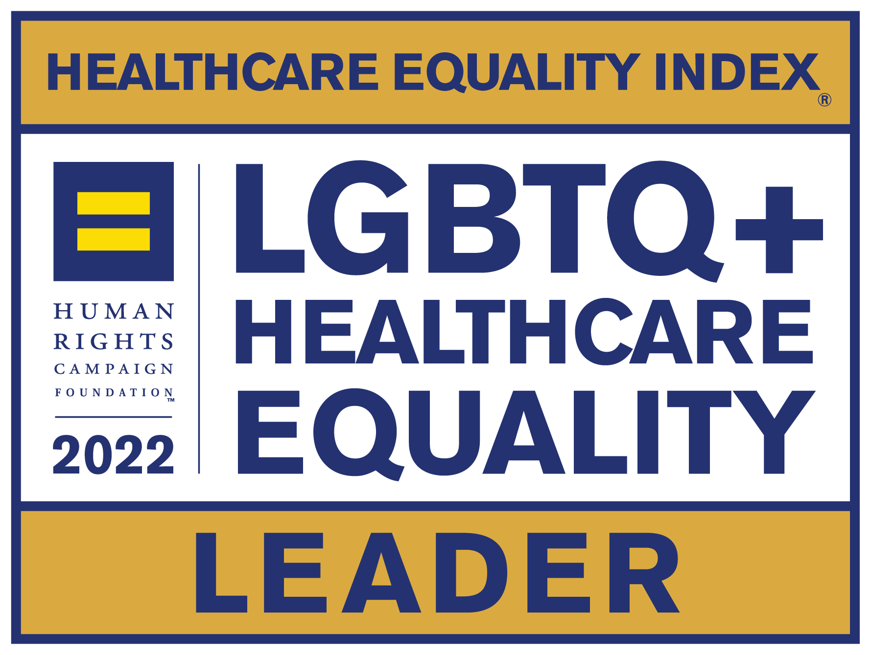 Healthcare Equality Index Leader, Human Rights Campaign Foundation 2022, LGBTQ+ Healthcare Equality